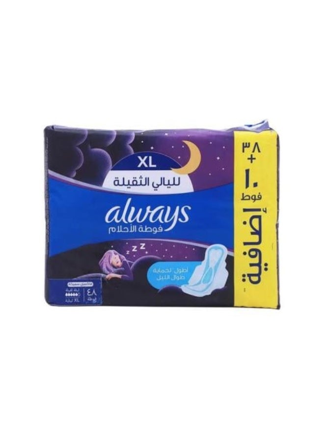 Dream Night Maxi Thick Pads with Wings, 48 Count